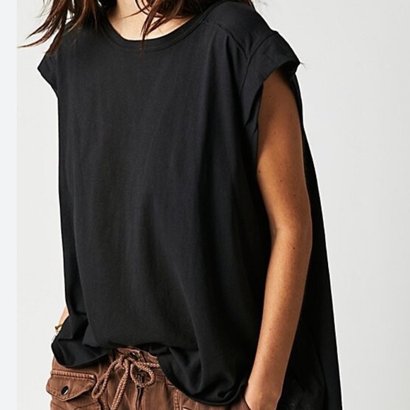 🍂NWT Free People We The Free Naomi Tee. Washed Black. Medium - Picture 9 of 9